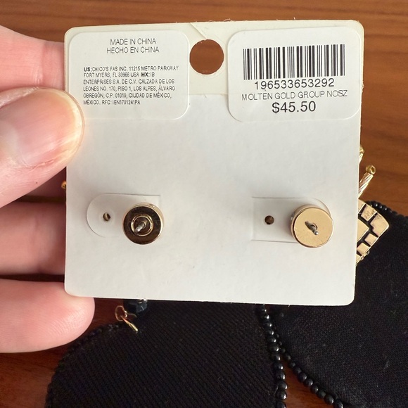 Chico's Beaded Evil Eye and Heart Earrings NWT - Picture 3 of 3